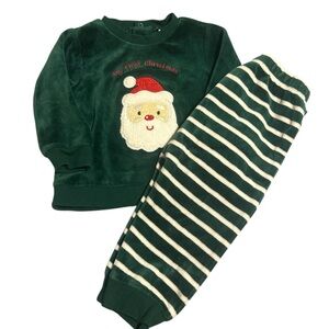 Little Me Green and White 2 Piece Set 12 months infant boy. MY FIRST CHRISTMAS